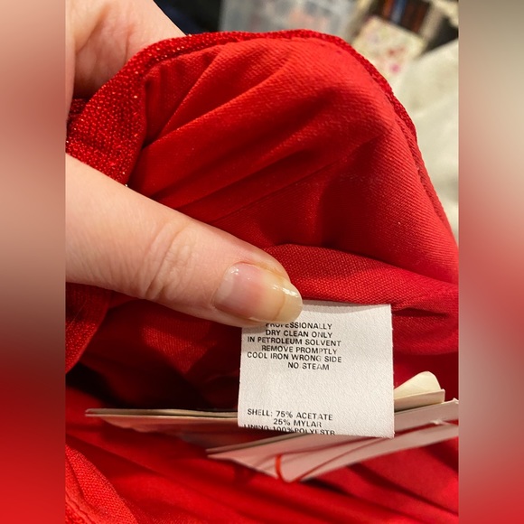 VTG Y2K Jessica McClintock for Gunne Sax Strapless Red Sparkly Dress Deadstock - Picture 10 of 10